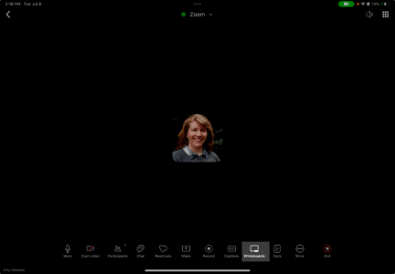 Location of the whiteboard button is shown.