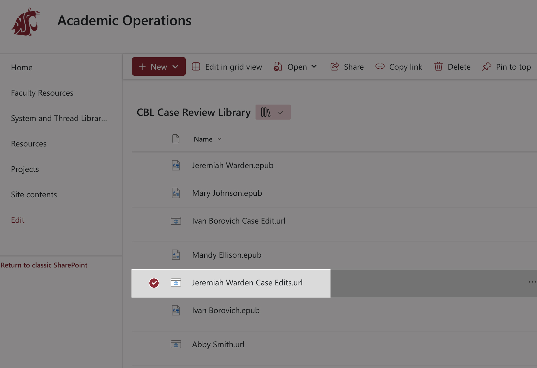 Open the case edits file